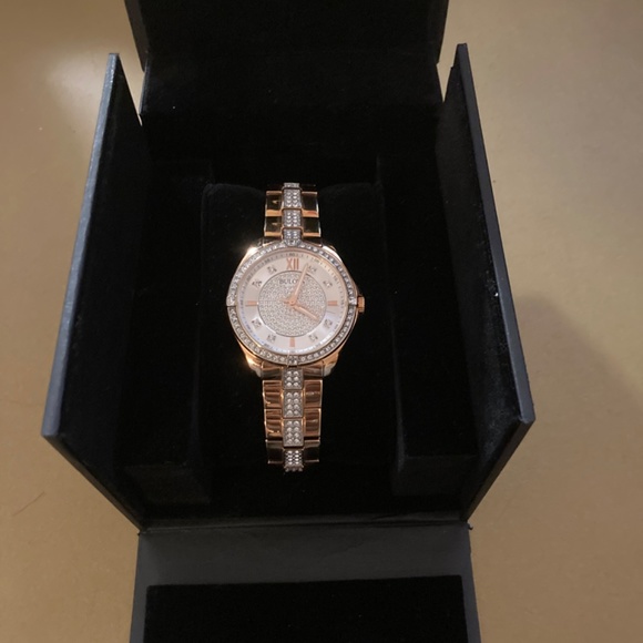 Bulova Rose Gold Tone w Crystal Watch - Picture 5 of 11